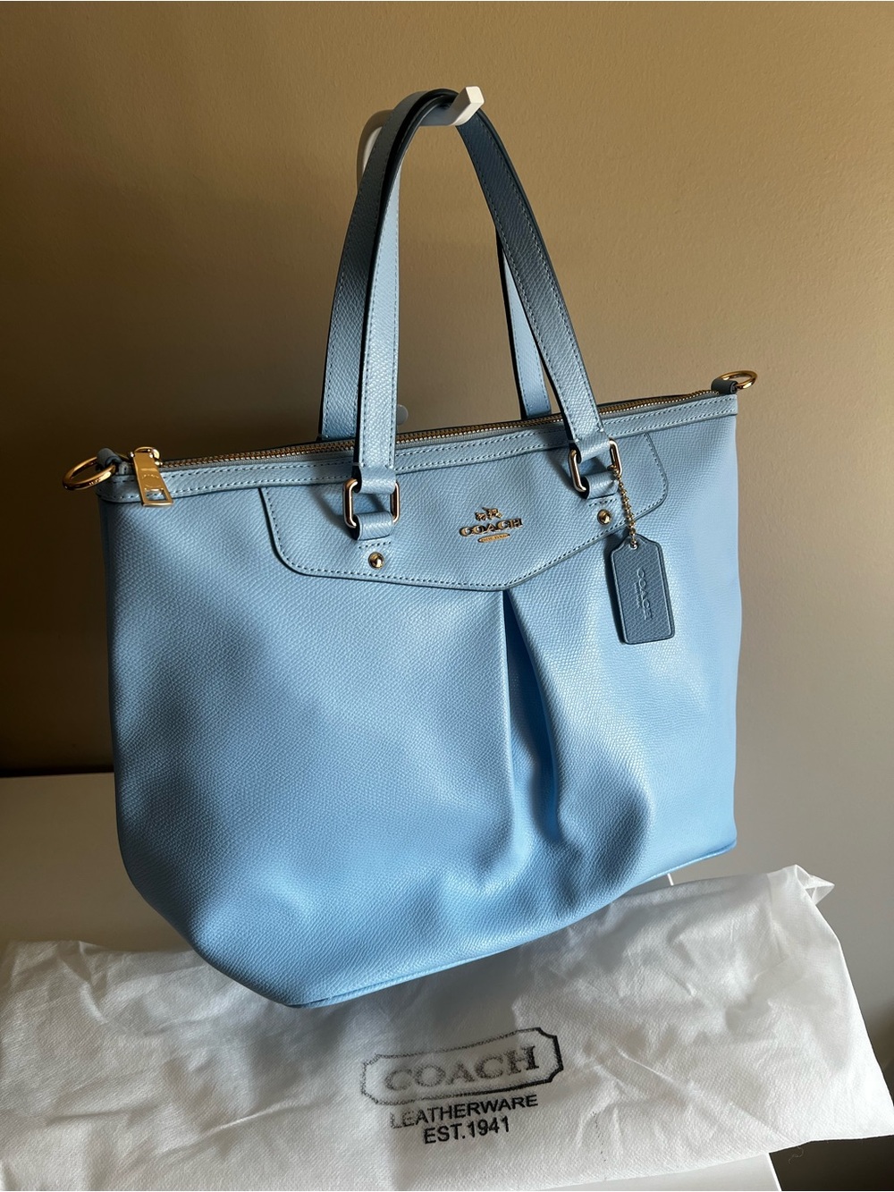 Coach Pleat Tote in Light Blue